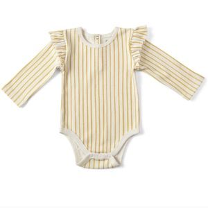 Pehr 100% yellow stripped onesie
